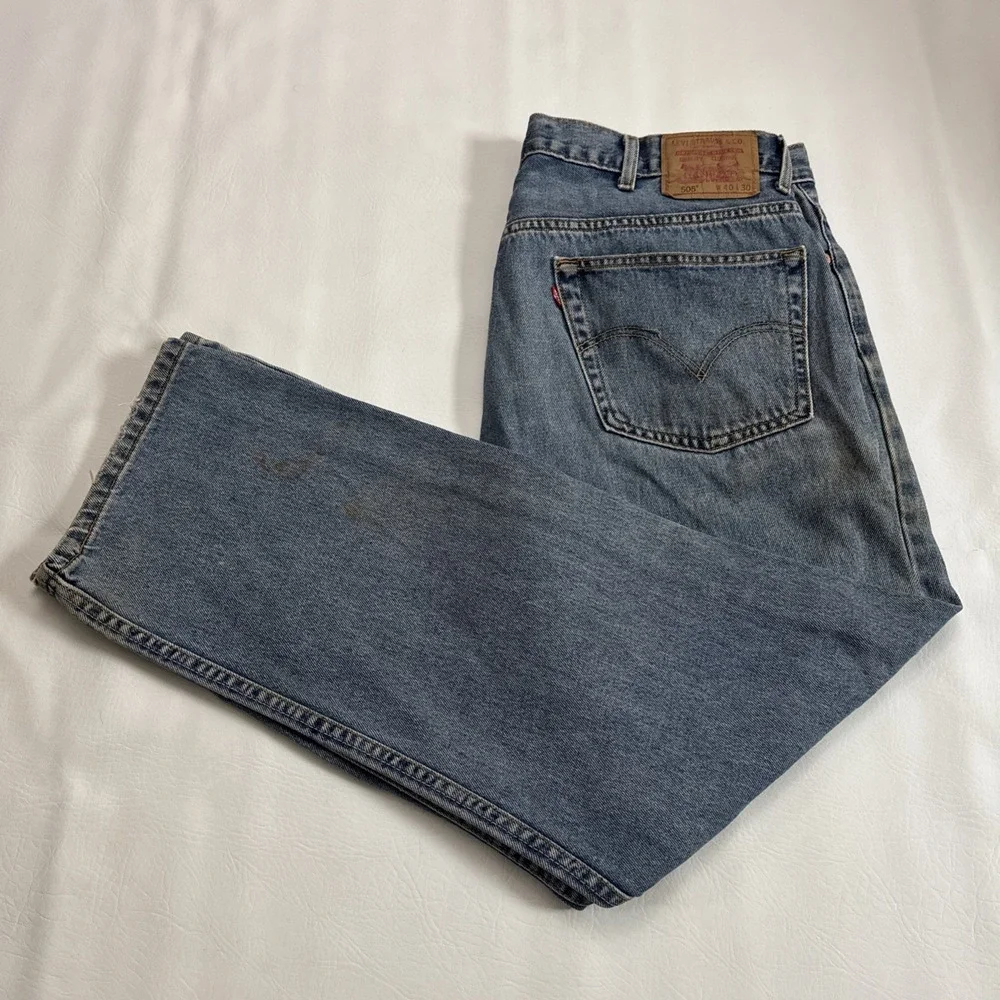 Levi's 505 Jeans Mens 40x30 Blue Relaxed Fit Denim Baggy Y2K Vintage -Fits 39x30
